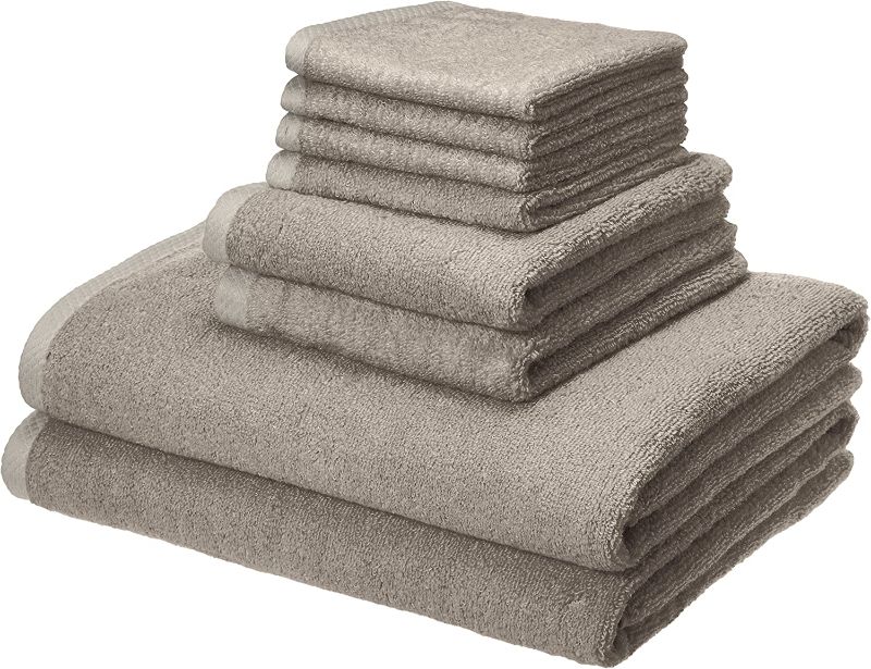 Photo 1 of Amazon Basics Quick-Dry Towels 100% Cotton - 8-Piece Set, Platinum
