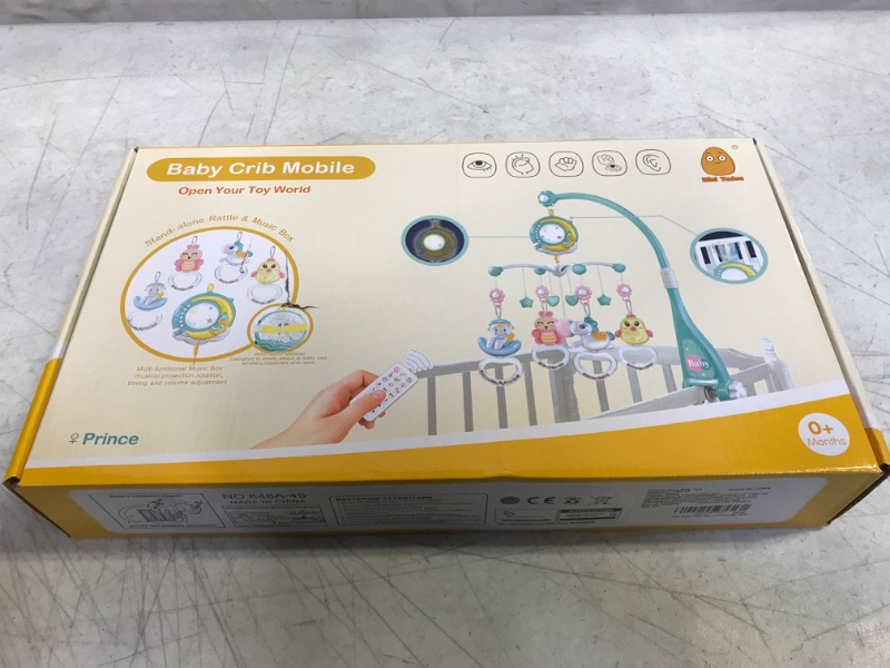 Photo 3 of Mini Tudou Baby Musical Mobile Crib with Music and Lights, Timing Function, Projection, Take-Along Rattle and Music Box for Babies Boy Girl Toddler Sleep Blue