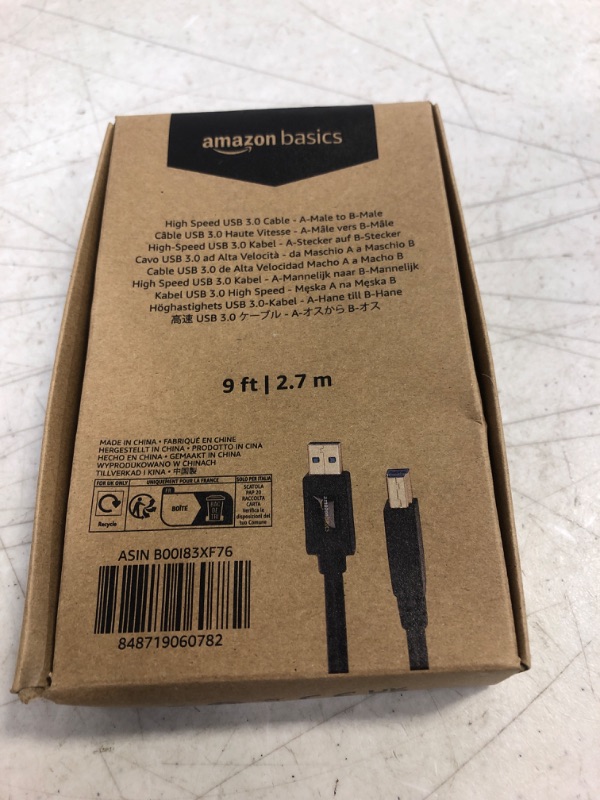 Photo 2 of Amazon Basics High Speed USB 3.0 Cable - A-Male to B-Male - 9 Feet (2.7 Meters) 9 Feet 1-Pack Standard Packaging