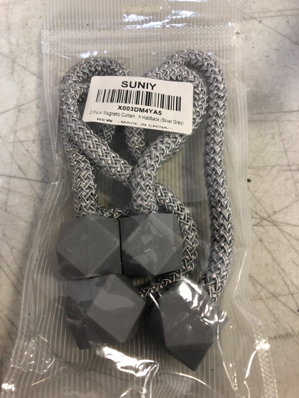 Photo 1 of 2 Pack Magnetic Curtain Tiebacks Convenient Drape Tie Backs Weave Holder for Window Draperies Hold Curtains Drape Ties Backs 16 inch Holdback (Sliver Gray)