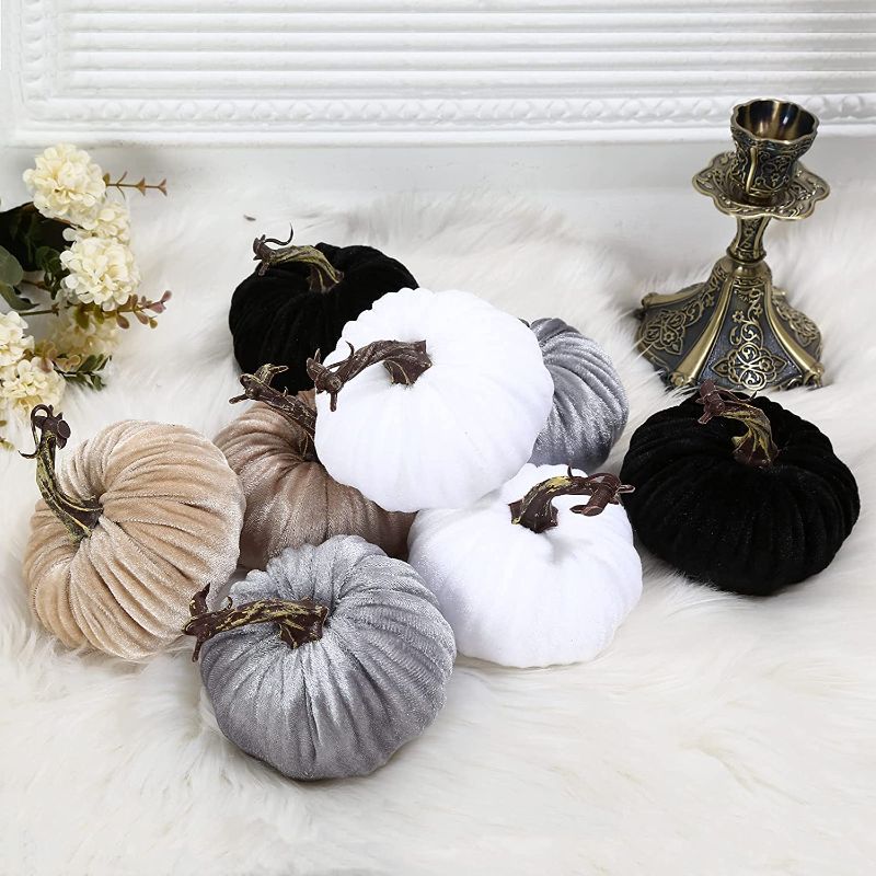 Photo 1 of  8 PCS Velvet Pumpkins Home Decoration 