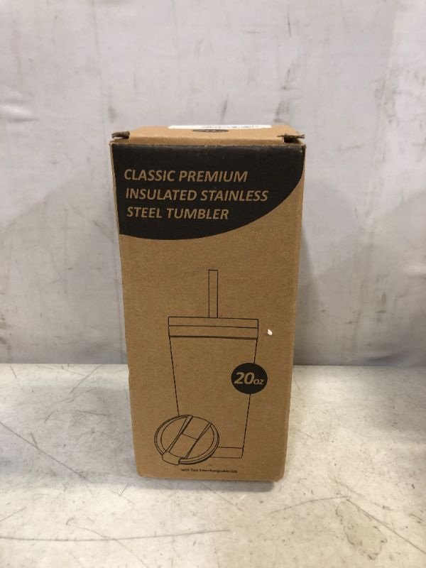 Photo 1 of 20oz Insulated Tumbler with Lid and Straw - Stainless Steel Tumblers Travel Coffee Mug - Leak Proof 