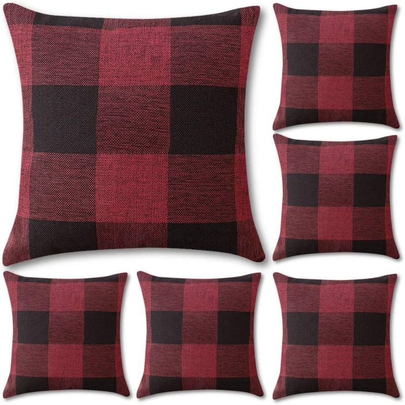 Photo 1 of  6 Pack Buffalo Check Plaid Throw Pillow Covers 18x18
