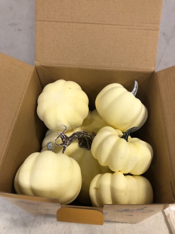 Photo 3 of  Artificial Pumpkins, 6PCS Creamy White Fake Pumpkins 