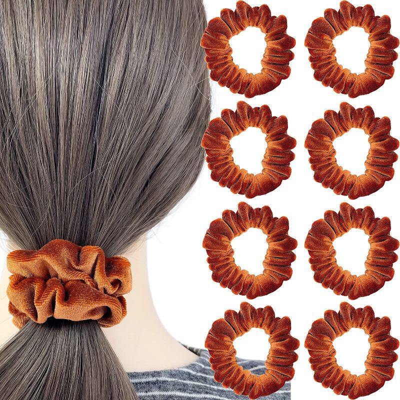 Photo 1 of  Small 9 Pcs Solid Colors Hair Fashion Scrunchies Velvet Elastic Hair Bands 