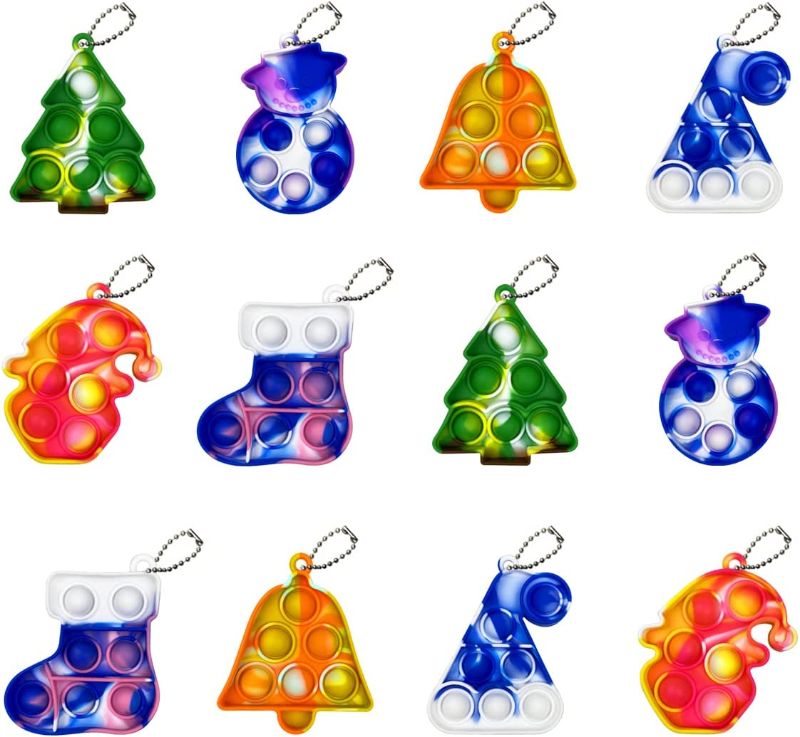 Photo 1 of 12 Pack Colorful Christmas Mini Fidget Sensory Pop Toys
