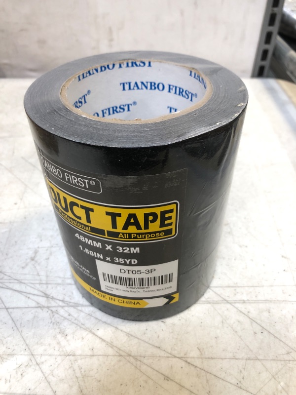 Photo 2 of  Black Heavy Duty Duct Tape, Professional Grade Outdoor Waterproof Duct Tape, Large Roll Multi-use Black Colored Duct Tape, 1.88 inches x 35 Yards, 8.27 mil Thickness, Black, 3 Packs 1.88 inches x 35 yards Black 3