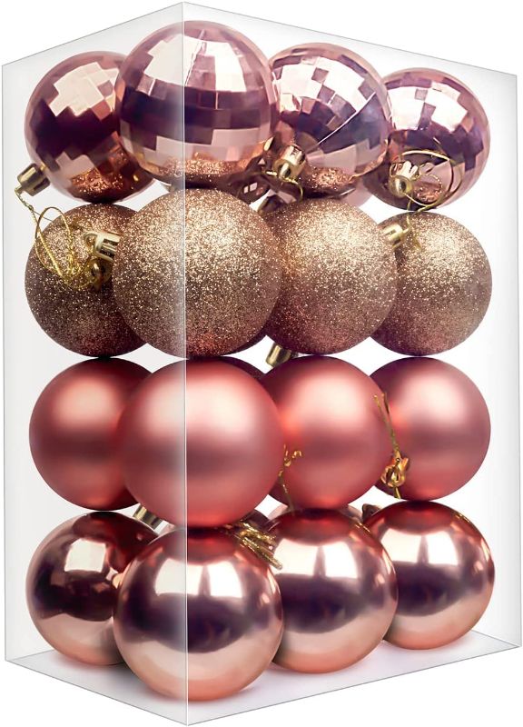Photo 1 of 24Pcs Christmas Balls Ornaments Rose Gold)  LARGE 
