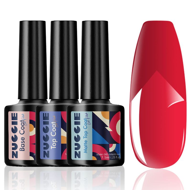 Photo 1 of  Gel Top and Base Coat, No Wipe Top Coat-Matte Gel Top Coat and Shine Top Coat Base Coat Set UV/LED Gel Nail Polish 