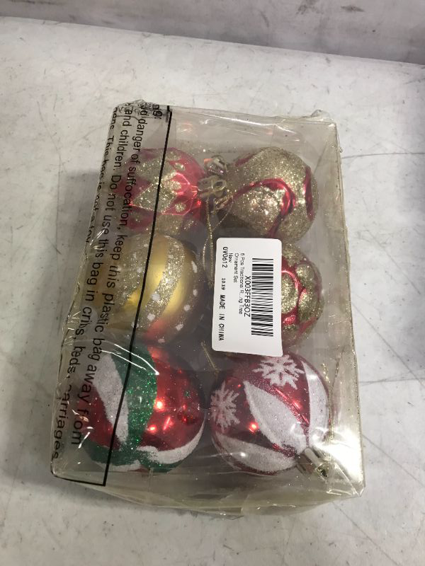 Photo 2 of 6 Pcs Traditional Red Green Gold Christmas Ball Ornaments Decor
