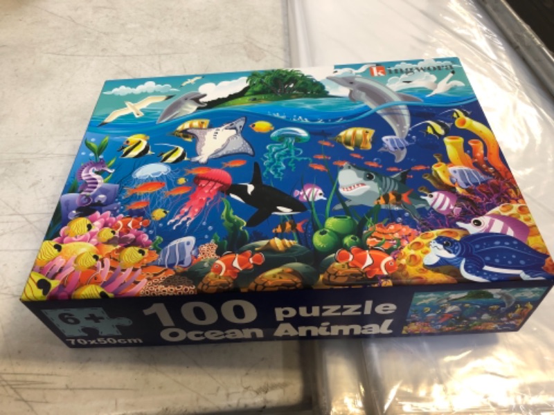 Photo 2 of 100 Piece Puzzles for Kids Ages 4-8 - Ocean Animal Design,Underwater Floor Puzzle for Kids Ages 3-5,Raising Children Recognition & Promotes Hand - Eye Coordination,27.56×19.7inchs