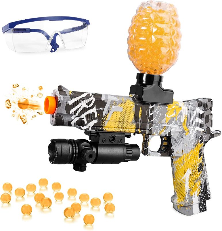 Photo 1 of Electric Gel Ball Blaster M1911 Splatter Ball Blaster Automatic, Shoots Eco-Friendly Water Beads Ammo, Backyard Fun and Outdoor Games for Boys Girls Adults Ages 14+ (Yellow)
