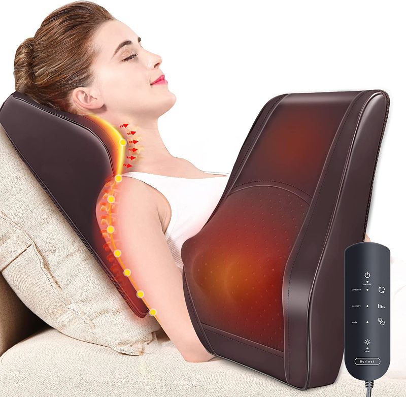 Photo 1 of Boriwat Back Massager Neck Massager with Heat, Shiatsu Massage Pillow for Pain Relief, Massagers for Neck and Back, Shoulder, Leg, Gifts for Men Women Mom Dad, Stress Relax at Home Office and Car
