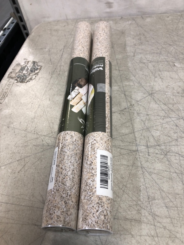 Photo 2 of 2 COUNT- YENHOME Brown Granite Countertop Peel and Stick Waterproof Granite Contact Paper for Countertops 17.7"x80" Marble Contact Paper Peel and Stick Self Adhesive Wall Paper for Worktop Vanity 17.7"X80" Brown