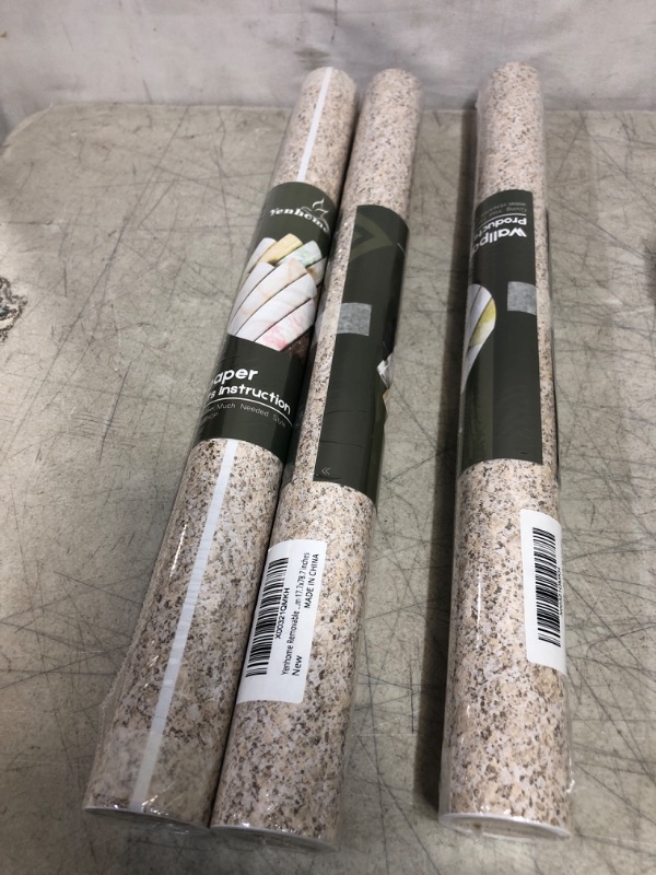 Photo 1 of 3 COUNT- YENHOME Brown Granite Countertop Peel and Stick Waterproof Granite Contact Paper for Countertops 17.7"x80" Marble Contact Paper Peel and Stick Self Adhesive Wall Paper for Worktop Vanity 17.7"X80" Brown 