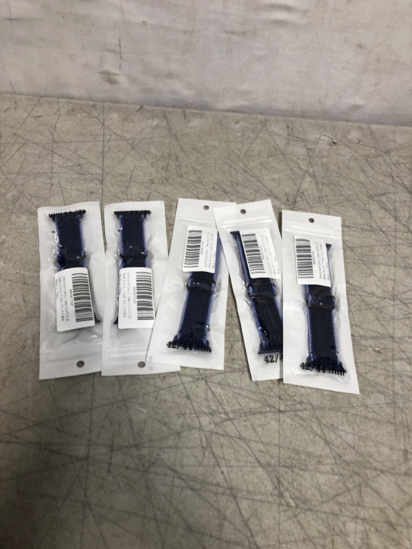 Photo 1 of 5 COUNT- Stretchy Nylon Solo Loop Bands Compatible with Apple Watch 44mm 40mm 42mm 38mm, Adjustable Stretch Braided Sport Elastics Women Men Strap for iWatch Series 6/5/4/3/2/1 SE Navy Blue 42/44MM