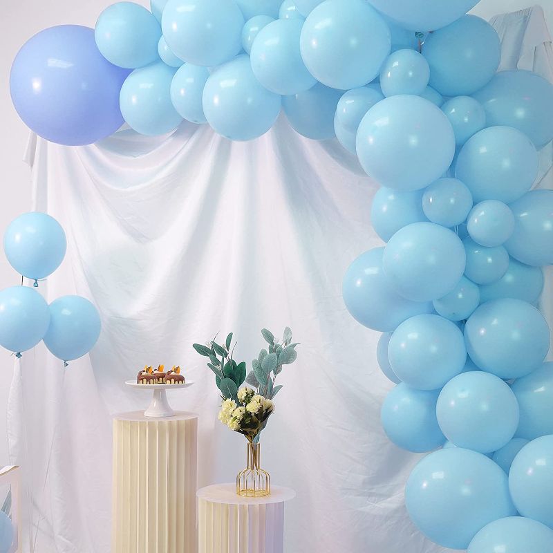 Photo 1 of 2 COUNT- Tuoyi Baby Blue Balloon Garland Kit - 96 pcs 5”,10”,12”,18” Pastel Blue Balloons Garland Arch, Birthday Party Wedding Bachelorette Anniversary Day Baby Shower Decorations