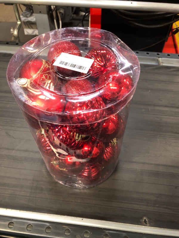 Photo 2 of 34cts Red Christmas Balls Ornaments - 2.36 Inch Shatterproof Red Christmas Decorations, Sparkling Christmas Ball Ornaments, Hanging Ornaments Balls for Christmas Trees (Red)