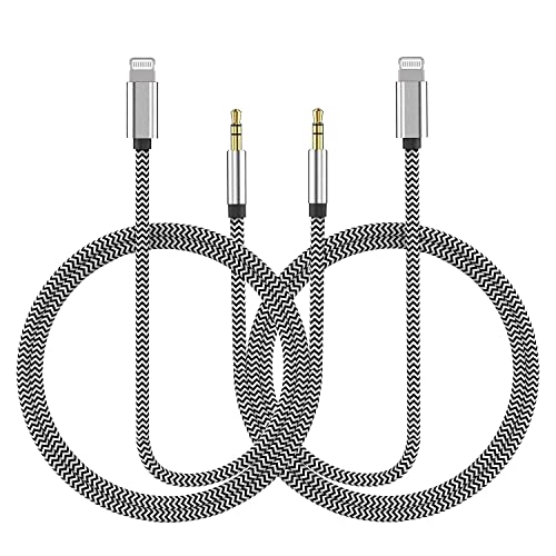 Photo 1 of Aux Cord for iPhone, 2 Pack 3.3ft [Apple MFi Certified] Lightning to 3.5mm Aux Audio Adapter Cable Compatible with iPhone 14 13 12 11 XS XR X 8 7 6 for Car Home Stereo Headphone Speaker, Silver