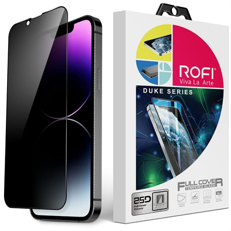 Photo 1 of 3 COUNT- RF ROFI Privacy Screen Protector Universal Compatible with iPhone 14 Plus/13 Pro Max in 6.7 Inch Full Coverage Tempered Glass Anti-Spy Scratch Resistant Bubble Free
