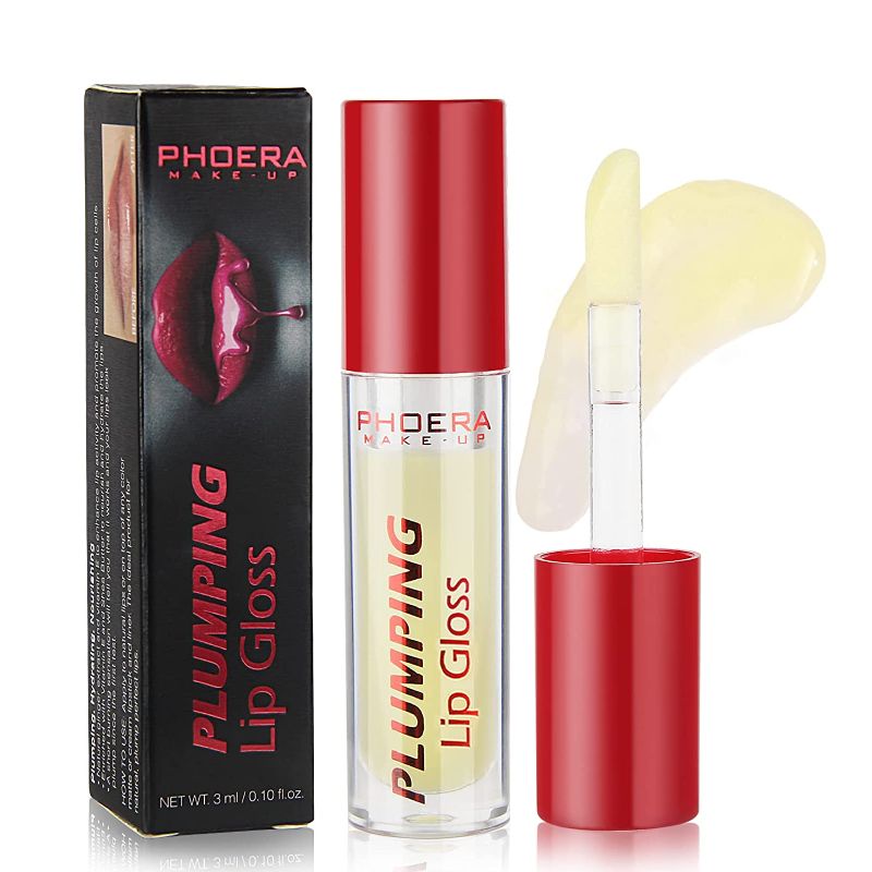 Photo 1 of (2 pack) Phoera Plumping Lip Gloss Natural Lip Care Serum Lip Enhancer for Fuller,Softer Bigger Fuller Lips Lip Plumping Lip Gloss ,Hydrating & Reduce Fine Lines 