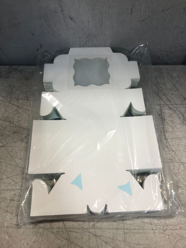 Photo 1 of 4x4x2.5 inches Cookie Boxes with Window 55pcs | White Bakery Boxes| Macaroon Boxes| Thick & Sturdy Treat Boxes for Macarons Pastry