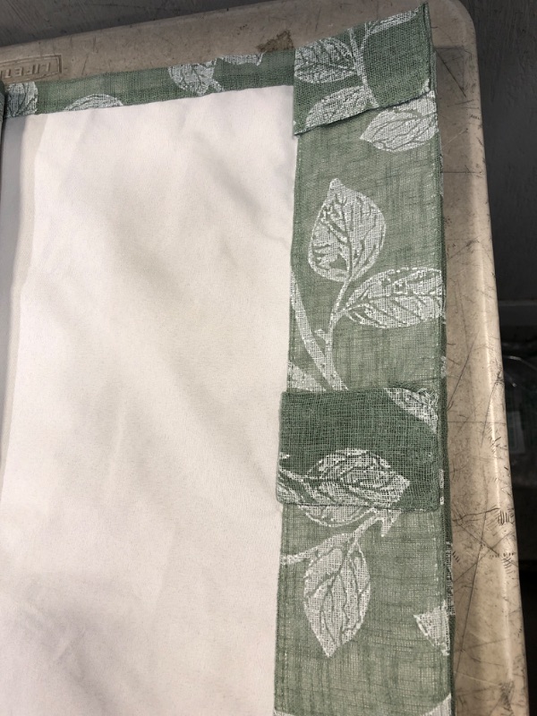 Photo 2 of 1 Panel 84 inch Long Window Room Curtain Drapery Tab Top/ Rod Pocket (1 Panel, Green, White Leaf, W40 x L84 inch)