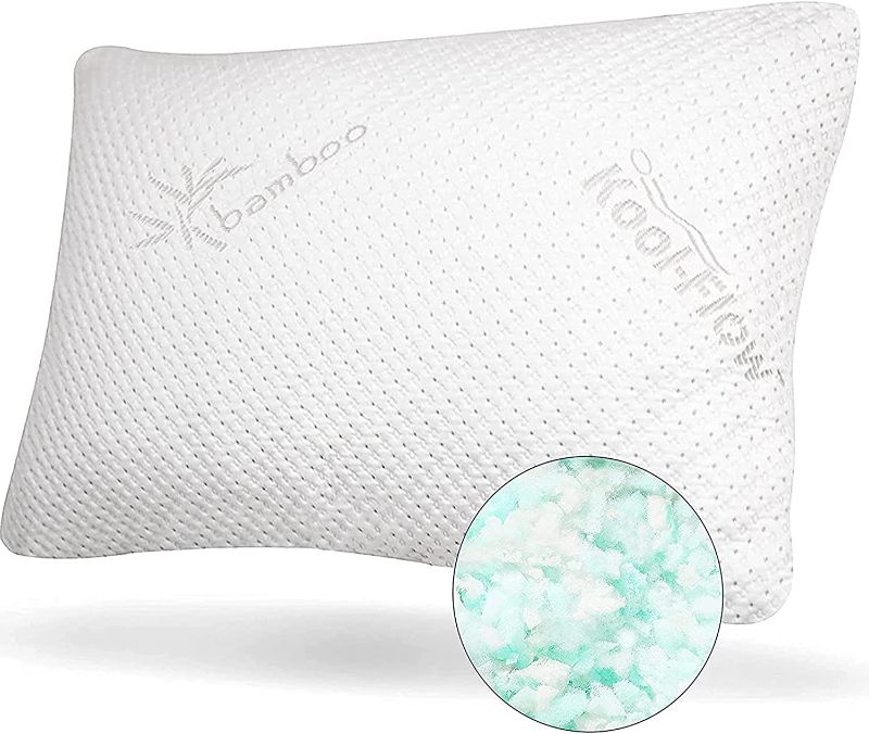 Photo 1 of ( 2 Count) Snuggle-Pedic Shredded Memory Foam Pillows - The Original Cool Pillows for Side, Stomach & Back Sleepers - Sleep Support That Keeps Shape - College Dorm Room Essentials for Girls and Guys -Queen