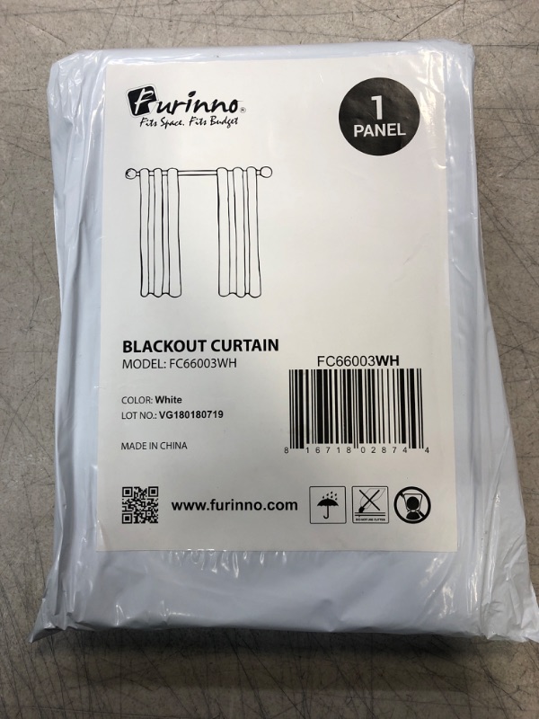 Photo 2 of Furinno Collins Blackout Curtain 52x63 in. 1 Panel White
