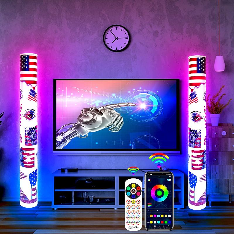 Photo 1 of Hezbjiti Floor Lamp Smart RGB 2 Pack, Color Changing Mood Light with APP Remote Control, Music Sync, American Flag Corner Lamp for Living Room, Game Room, Bedroom, Decoration, Independence Day / PRODUCT IS FACTORY SEALED 
