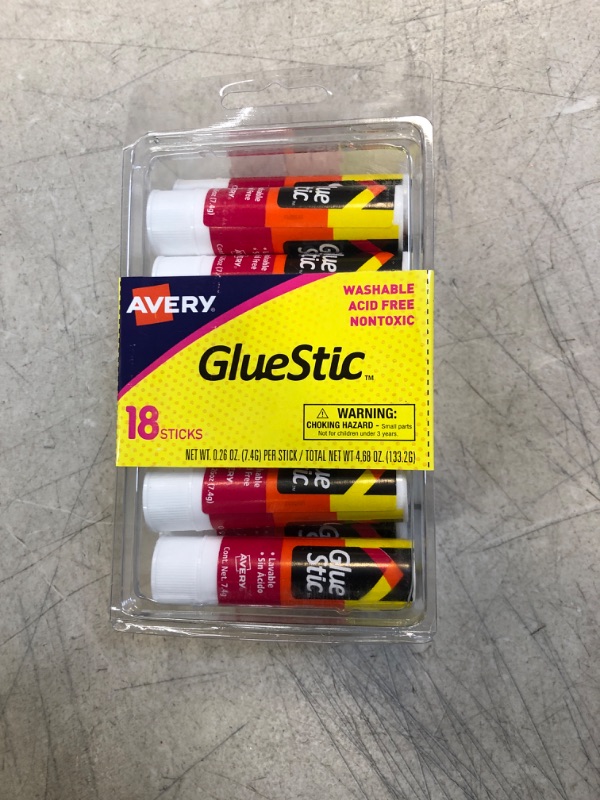 Photo 2 of Avery Glue Stick White for Arts and Crafts, Washable, Nontoxic, 0.26 oz. Permanent Glue Stic, 18pk (98001) 18 sticks (value pack)