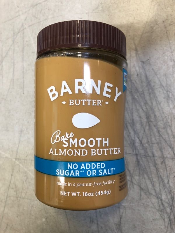 Photo 2 of BARNEY Almond Butter, Bare Smooth, No Stir, No Sugar, No Salt, Non-GMO, Skin-Free, Paleo, KETO, 16 Ounce Bare Smooth 16 Ounce (Pack of 1) / EXP 02/01/2023