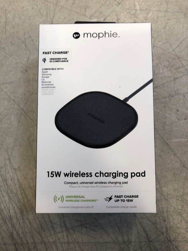 Photo 2 of mophie 15W Universal Wireless Charge Pad, Qi-Compatible Charger for Samsung Galaxy, Google Pixel, Apple iPhone 11/12/13 (Mini, Pro, and Pro Max), iPhone XR/XS/SE, iPhone 8 (Black)