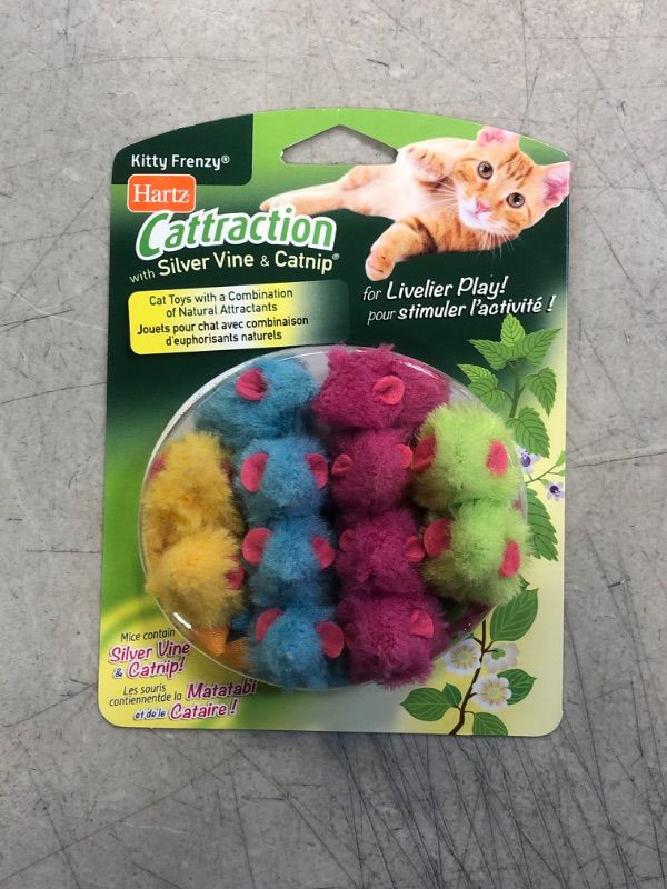 Photo 2 of Hartz Cattraction Kitty Frenzy Cat Toy with 12 Silver Vine & Catnip Mice, Multi