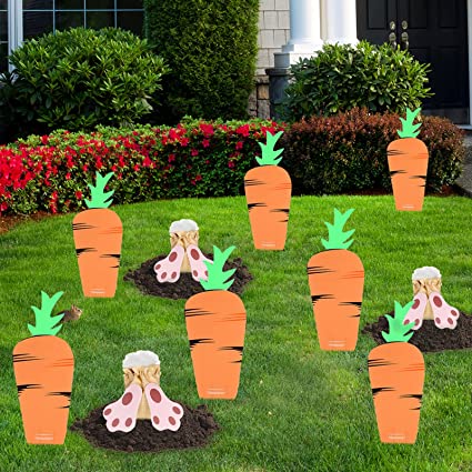 Photo 1 of 4 Pcs Easter Yard Signs Carrot Sign with Stakes Bunny Feet Sign Yard Stakes Outdoor Sign Happy Easter Yard Stakes Easter Decorations for Home Indoor Outdoor Yard Lawn Photo Props Party Supplies
