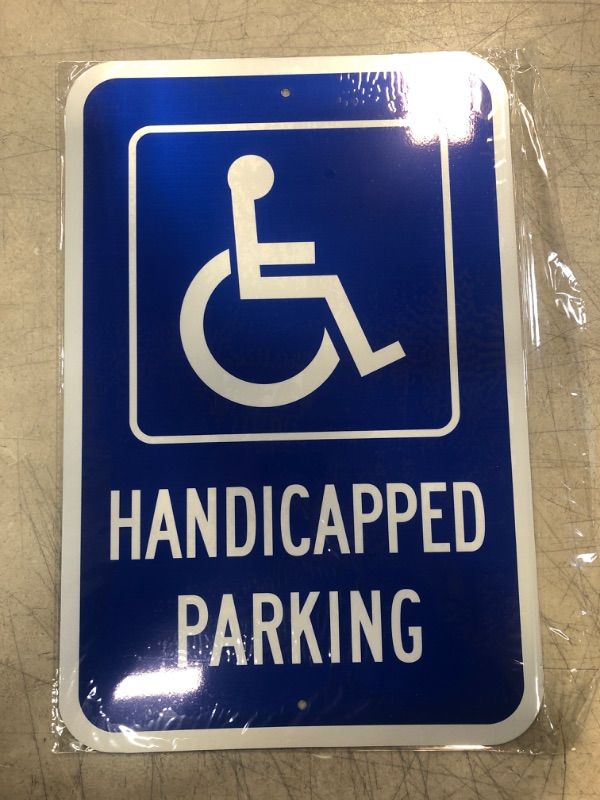 Photo 2 of Handicap Parking Sign, 18"x 12" Large Handicapped Sign, Aluminum Reflective Sign Rust Free Aluminum-UV Protected and Weatherproof