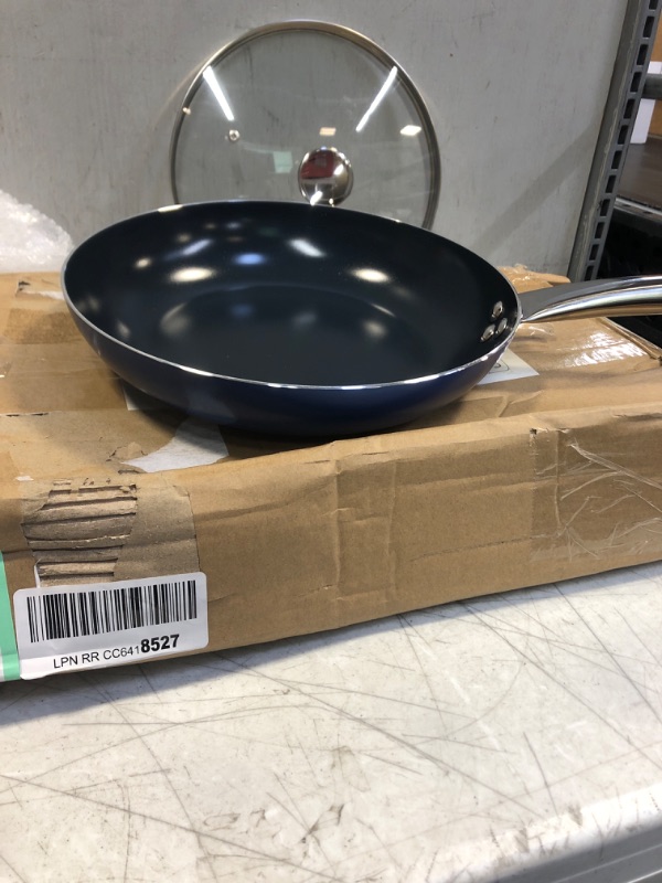 Photo 3 of 10 Inch Frying Pan Nonstick with Lid, Non Stick Pan with Lid, Ceramic Frying Pan with Lid, Nonstick Skillet with Lid, 10 Inch Pan with Ceramic Coating, Blue Nonstick Pan, Oven Safe