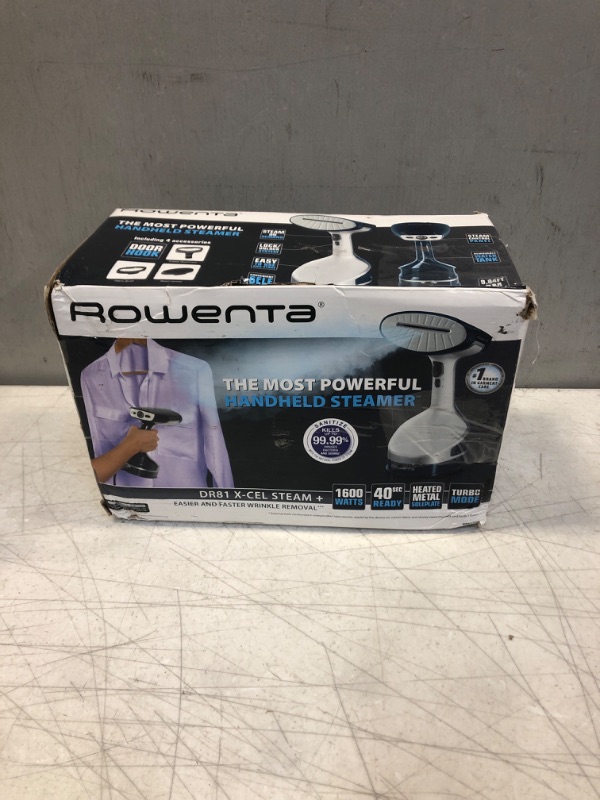 Photo 1 of Rowenta DR8120 X-Cel Powerful Handheld Garment and Fabric Steamer Stainless Steel, 1600-Watts, White & Xcel Steam Compact DR7000 Hand-held Garment Steamer 1100-Watt, Blue