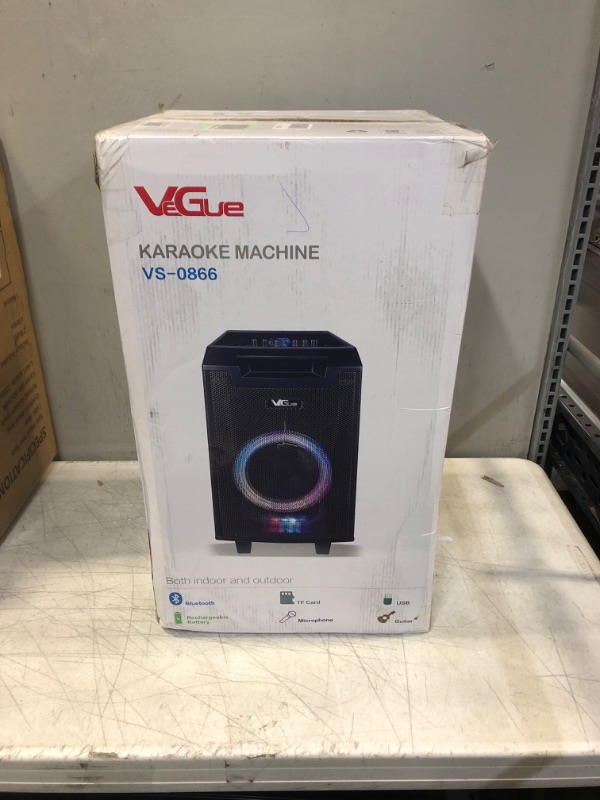 Photo 2 of VeGue Karaoke Machine, Bluetooth Speaker PA System for Adults & Kids with 2 Wireless Microphones, 8'' Subwoofer, Wireless Singing Machine for Christmas Party, Wedding, Gathering(VS-0866)