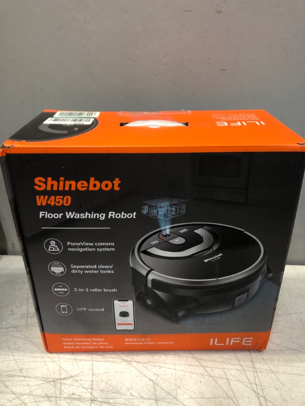 Photo 3 of ILIFE Shinebot W450 Mopping Robot Cleaner, Wet Scrubbing, Floor Washing, Wi-Fi Connected, Works with Alexa, XL Water Tank, Zig-Zag Cleaning Path, for Hard Floors only.