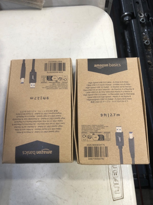 Photo 2 of Amazon Basics High Speed USB 3.0 Cable - A-Male to B-Male - 9 Feet (2.7 Meters) 9 Feet 1-Pack Standard Packaging 2 pack 