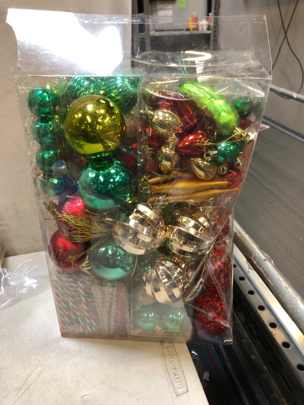 Photo 1 of 156PCS Christmas Tree Balls Ornaments Set with Christmas Tree Topper, Red and Green and Gold Christmas Ornaments Sets for Christmas Tree, Shatterproof Hanging Christmas Tree Decorations 156pcs-multicolor