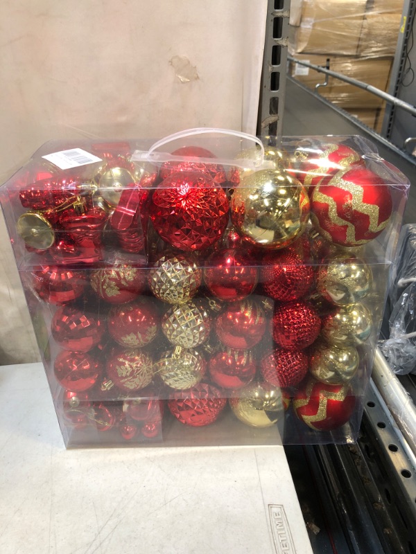 Photo 2 of 116Pcs Red and Gold Christmas Ball Ornaments, Shatterproof Christmas Hanging Decoration Set with Gift Box, Assorted Decorative Baubles Set for Xmas Tree/Home/Wedding/Party/Holiday (Gold & Red)