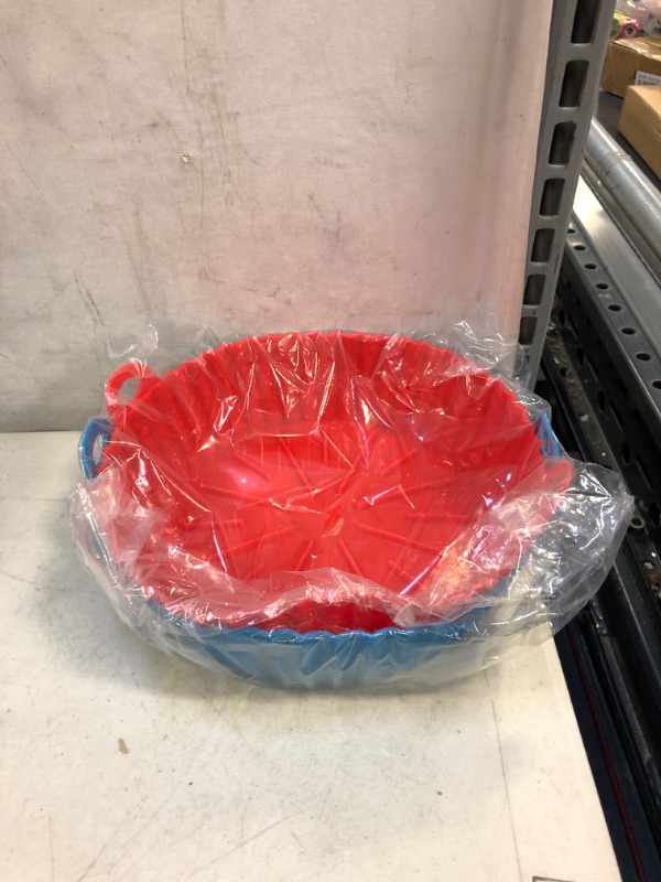 Photo 1 of 2-Pack Silicone Air Fryer Liner Reusable Air Fryer Silicone Basket TCF Home Goods Heat Resistant Easy Cleaning Air fryers Silicone Pot Round for 5+ Qt for Air fryer Oven (8.5 Inches, Red/Blue) 8.5 Inches Red/Blue
