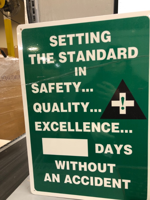 Photo 2 of Accuform Plastic Write-A-Day Safety Scoreboard,"Setting The Standard in Safety. Quality. Excellence. #### Days Without an Accident", 20" x 14", MSR132PL