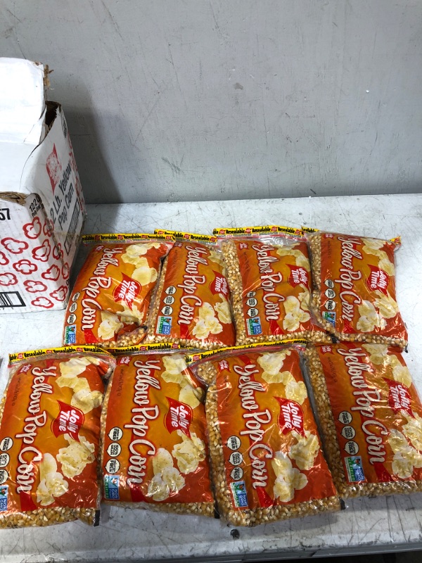 Photo 1 of 8 COUNT, JOLLY TIME Gourmet Unpopped Popcorn Kernels, Non-GMO Yellow Popping Corn, 2 Lb. Bags EXP 04/26/24