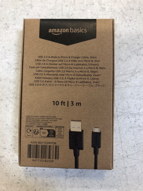 Photo 2 of Amazon Basics USB 2.0 A-Male to Micro B Cable, 10 feet, Black