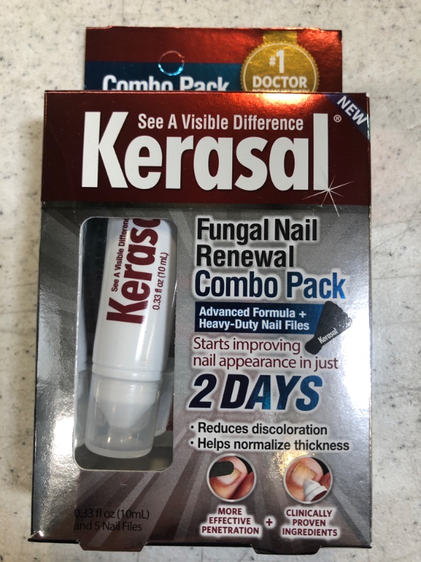 Photo 2 of Kerasal Nail Renewal and Nail File Combo Pack, Restores Appearance of Discolored or Damaged Nails, 5 Heavy Duty Nail Files, 0.33 fl oz, Clear