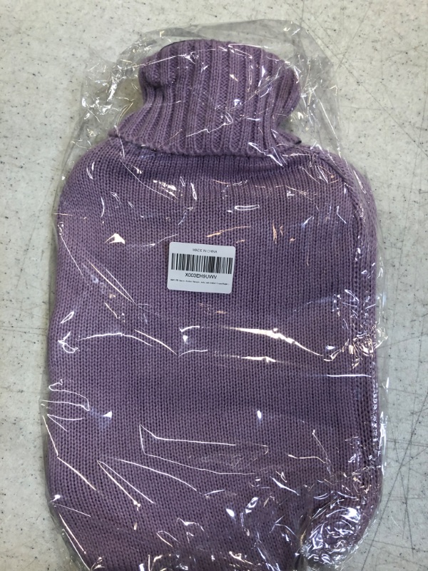 Photo 2 of BAYUTE Classic Rubber Transparent Hot Water Bottle 2L High Density with Knitted Cover (Purple)