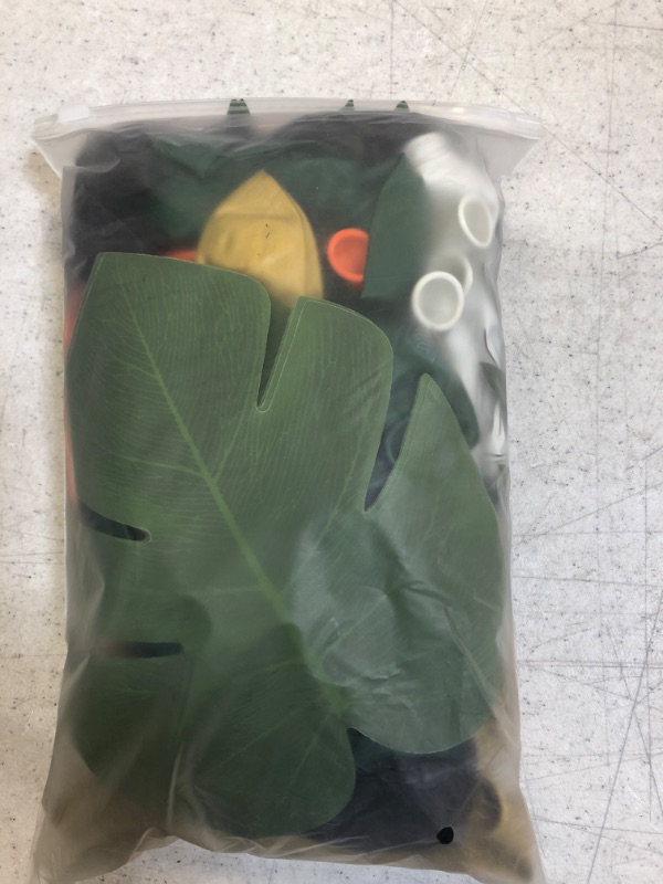 Photo 1 of 100 Pcs Jungle Safari Party Balloons Garland Arch Kit,GAGAKU 12" 18" Green Black Gold Balloon Animal Theme Party Decorations with Artificial Palm Leaves for Animal Wild Party Baby Shower Kids Birthday Orange